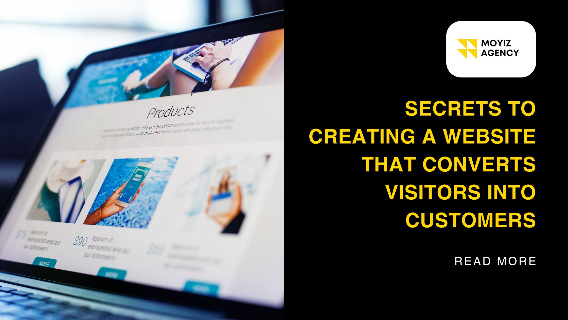 Product website A product website with the business logo, blog title, and read more option.